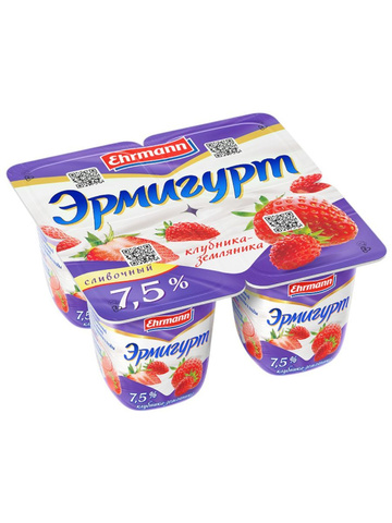 Эрмигурт 7,5% клубника-земляника 100гр