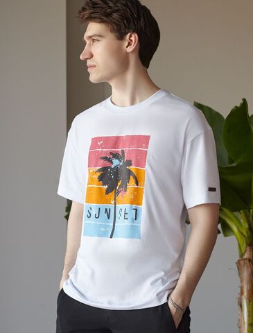 Свободная футболка  с авторским принтом  U49.048 (121426)