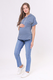 Футболка для беременных и кормящих 15994 индиго полоска