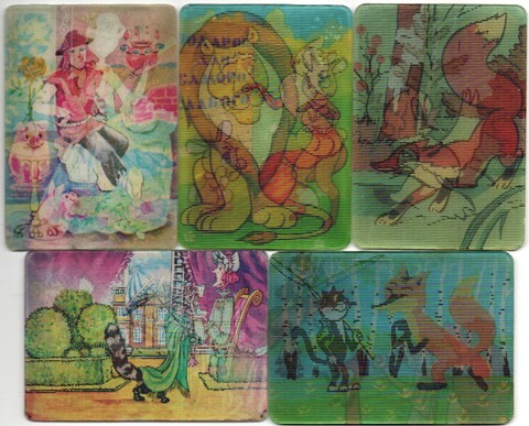 № 113 Набор из 5 переливных (стерео) Календариков . Мультфильмы СССР 1982 год.
