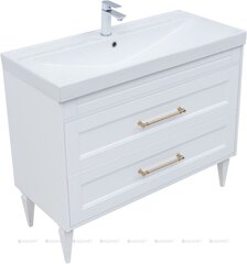 Aquanet 347848 Тумба с раковиной Бостон new 100 (Flash) цв.белый сатин, ручки золото (347848) фото