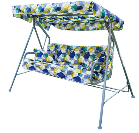 Качели садовые OLSA 2-х местные Бари(каркас серый, м/э разноцветный рис.круги)1 уп.
