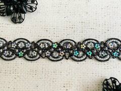 Тесьма люрекс пайетка, ш. 2 см, чёрный