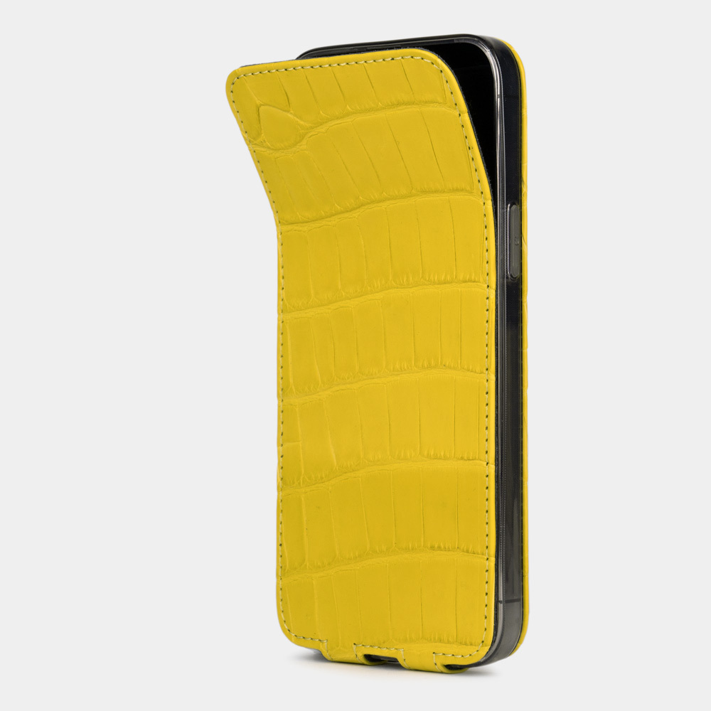 Special order: Чехол для iPhone 13 Pro Max из натуральной кожи крокодила, желтого цвета