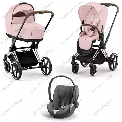 Детская коляска Cybex Priam IV 3 в 1 Peach Pink