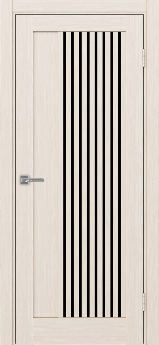 Дверь межкомнатная Оптима Порте Турин 544.12, цвет перламутровый ясень, экошпон, стекло лакобель черное