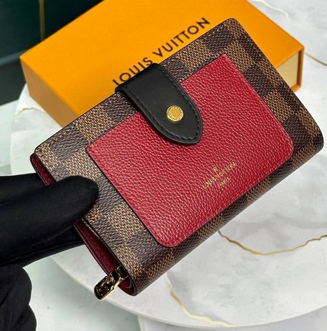 Мини-кошелек Louis Vuiton Portefeuille Juliet Damier Crème, красный