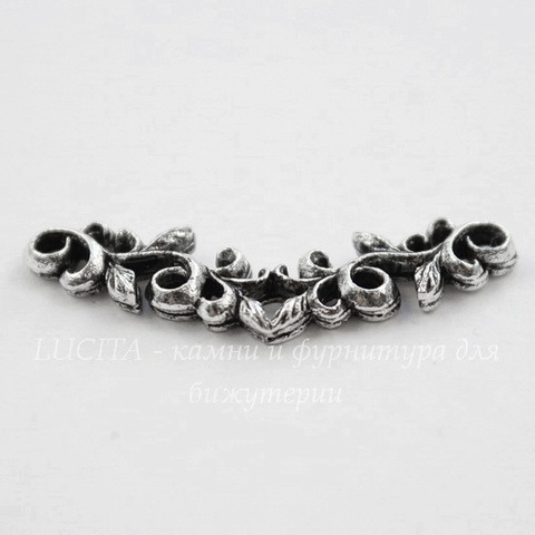 Коннектор Quest Beads "Листья" 26х9 мм (цвет-античное серебро)