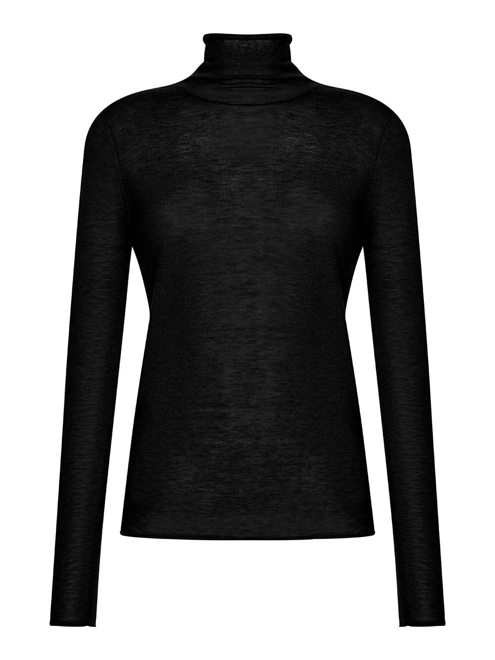 Женский свитер черного цвета из 100% шерсти
