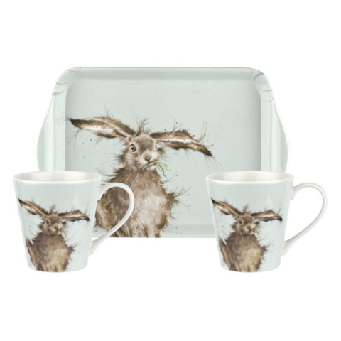 Набор кружек на подносе 2шт 180мл Pimpernel Забавная фауна Зайка