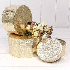 Цилиндр одиночный, Текстура кожи, Металлик Золото, 21*21*11,5 см, 1 шт.