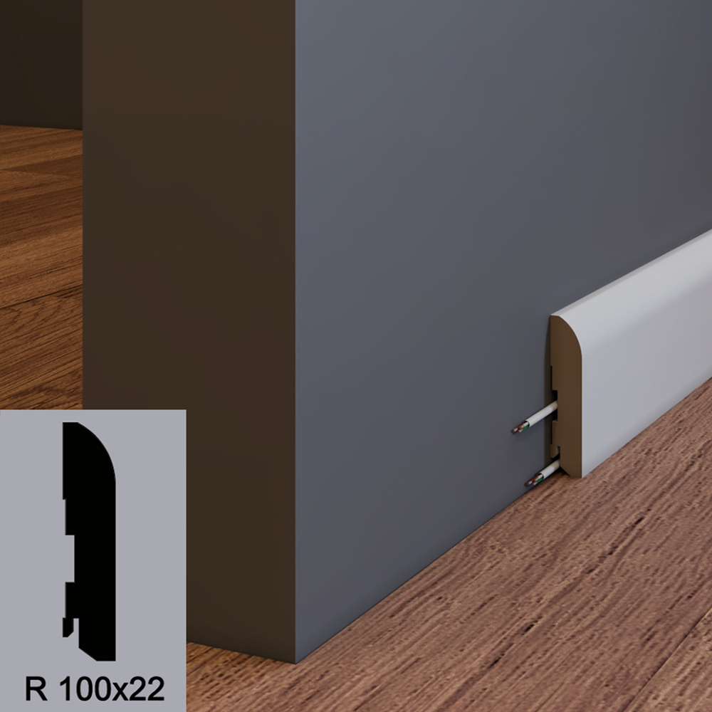 Плинтус напольный MDF эмаль Ofram R 100х22 мм (погонный метр) белый ...
