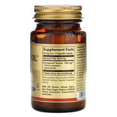 Solgar, Pycnogenol, 100 мг, 30 растительных капсул