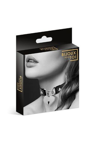 Черный чокер с замком в форме сердца - Bijoux Pour Toi 6060040010