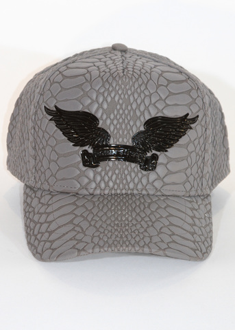 Robin&#39;s Jean | Бейсболка мужская CRACKLE HAT IN GREY WITH BLACK WINGS перед