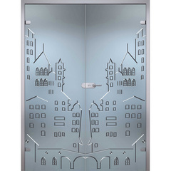 Купить Двустворчатая стеклянная дверь Город стекло бесцветное матовое