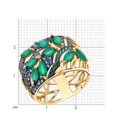 715693 - Кольцо из золота 585 пробы с агатами и фианитами
