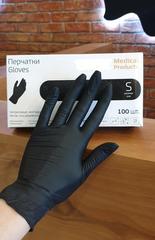 Черные перчатки нитриловые UNEX 100 шт, S