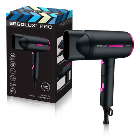 Фен Ergolux ELX-HD13-C02 PRO Черный/Розовый