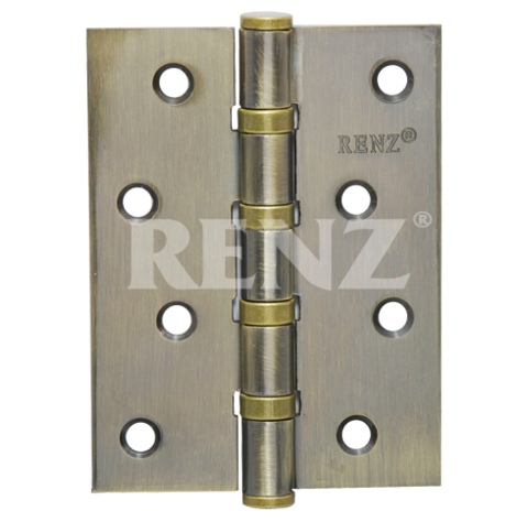 Петли (комплект) врезная универсальная без колпачка Ренц IN100-4BB FH AB (2шт), цвет бронза античная (гарантия - 12 месяцев)