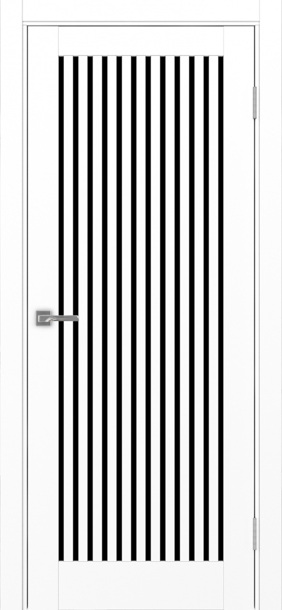 Дверь межкомнатная Оптима Порте Турин 543.2, цвет белый снежный, экошпон, стекло лакобель черное