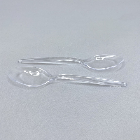 Ложка чайная пластиковая прозрачная стеклоподобная (100 шт.)