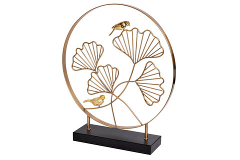 Декор настольный 40x46см Garda Decor Листья с 2 золотыми птичками