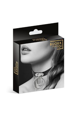 Черный чокер с двумя кольцами - Bijoux Pour Toi 6060030010