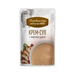 Деревенские лакомства консервы для кошек «Крем-суп с морским угрём