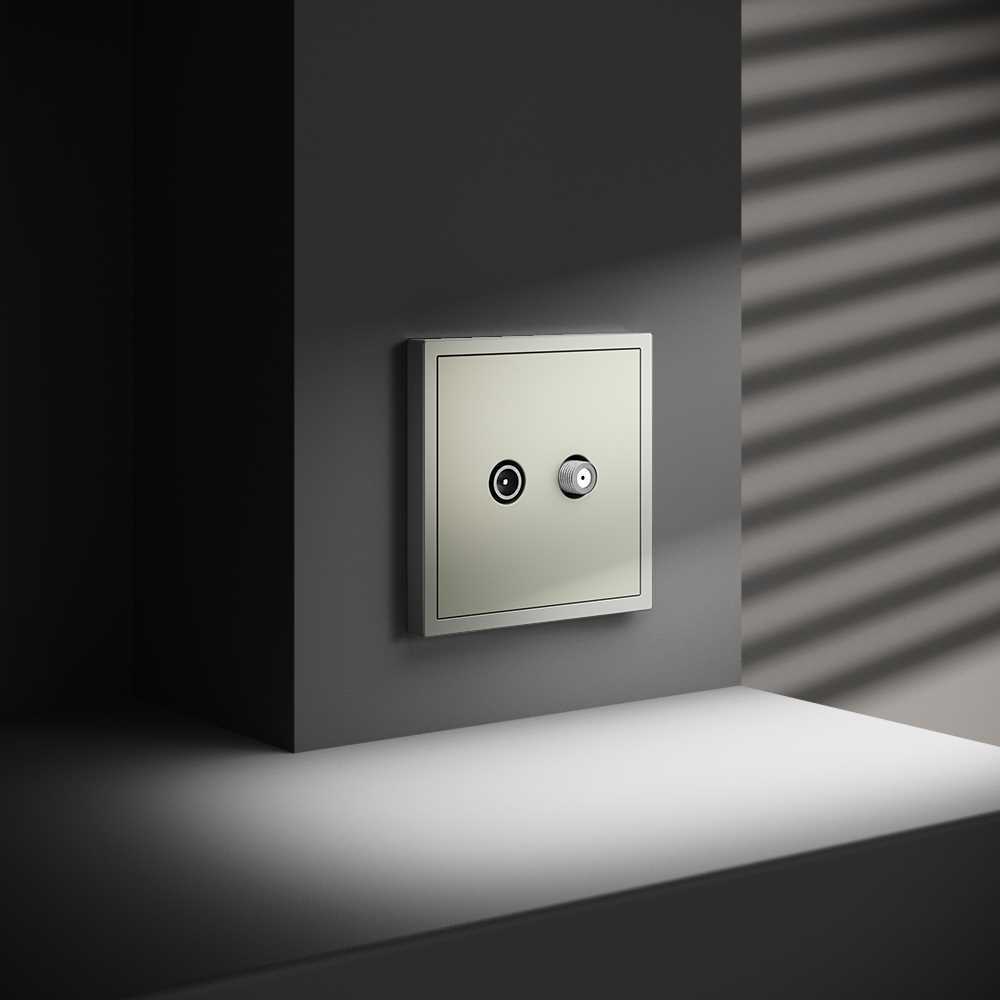 Розетка телевизионнная встраиваемая Voltum S70 оконечная TV+SAT, (сталь) VLS060405