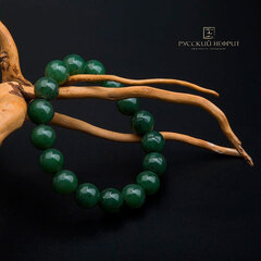 Браслет "Классика". Зелёный нефрит. 12мм.