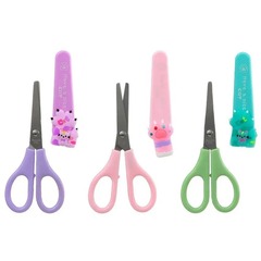 
          Ножницы канцелярские детские 13,5 см, с чехлом, серия "Кошачья лапка", MC-Basir, с закругленными концами для резки бумаги, картона и рукоделия, длина лезвия 6.5 см