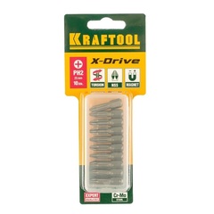 KRAFTOOL X-Drive PH2, 25 мм, 10 шт, торсионные биты (26121-2-25-10)