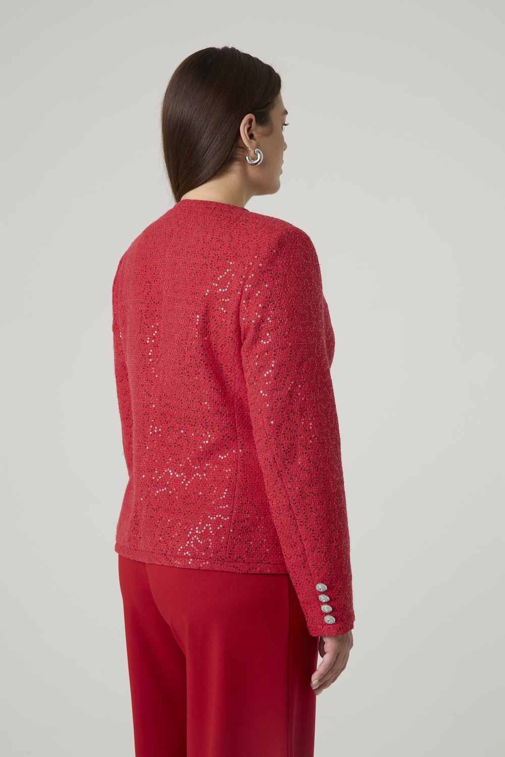 Жакет из твида с пайетками, красный