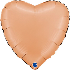 Г 18''/46 см, Сердце, Сатин, Персик, 1 шт.