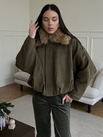 Парка замшевая зеленый