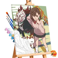 Картина по номерам DanDaDan Кэн Такакура, Момо Аясэ, Турбо-бабка