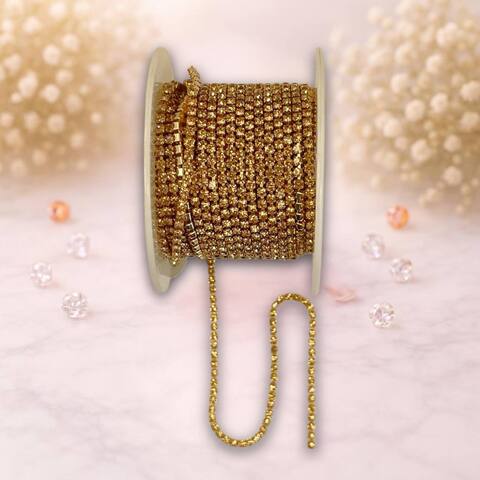 Стразовая лента, 2мм,цвет золото-персик, 1метр