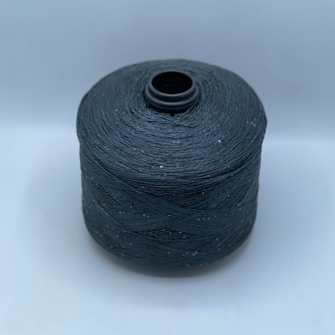 Бобинная пряжа, Linette Pailletes, 450м, 80% Лен, 20% Полиэстер(пайетка),Серо-синяя мурена+пайетка.37918