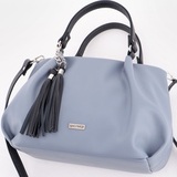 Сумка Саломея 607 гладкий серо-голубой + черный