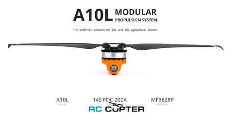 Набор ВМГ T-Motor A10L (A10L KV110 1шт, ESC 14S FOC 200A 1шт, MF3628P 1шт) тяга 11-26 кг, для агродронов 20-30л