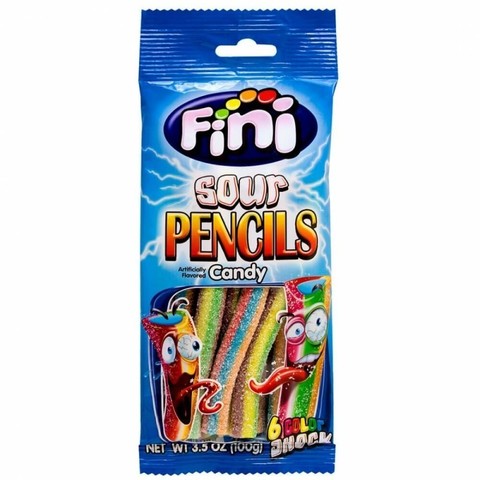 Жевательный мармелад Fini Sour pencils 6 colour кислые разноцветные 100 гр