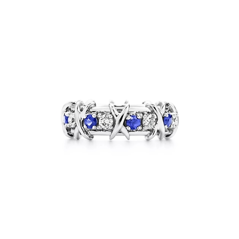 Кольцо из платины с бриллиантами и сапфирами 💠Tiffany, Schlumberger