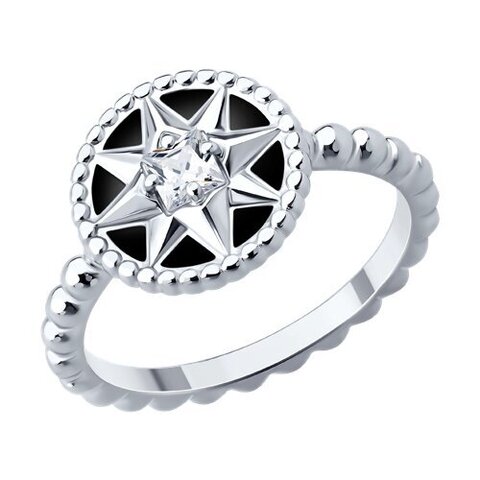 Стильное кольцо ROSE de VENTS из серебра 925 пробы черное/белое