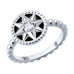 Стильное кольцо ROSE de VENTS из серебра 925 пробы черное/белое
