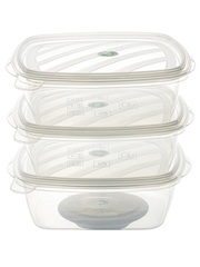 Набор из 3-х контейнеров с крышками для еды  Лайт 0,9 л прозрачный Эльфпласт