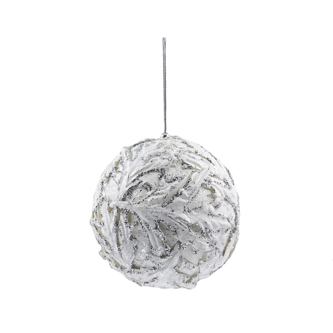 Шар 13см ChristmasDeLuxe premium collection белый/серебряный