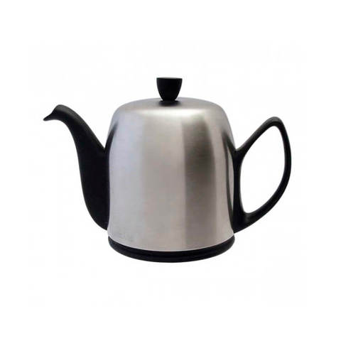 Фарфоровый заварочный чайник на 6 чашек с крышкой, черный, артикул 211993.