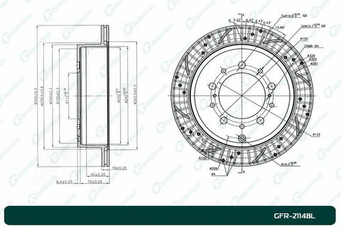 Диск тормозной перфорированный вентилируемый G-brake GFR-21148L левый