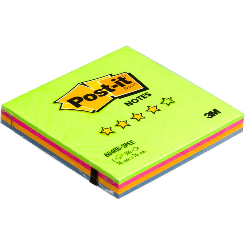 Стикеры Post-it Original Весенняя радуга 76x76 мм неоновые 4 цвета (1 блок, 100 листов)